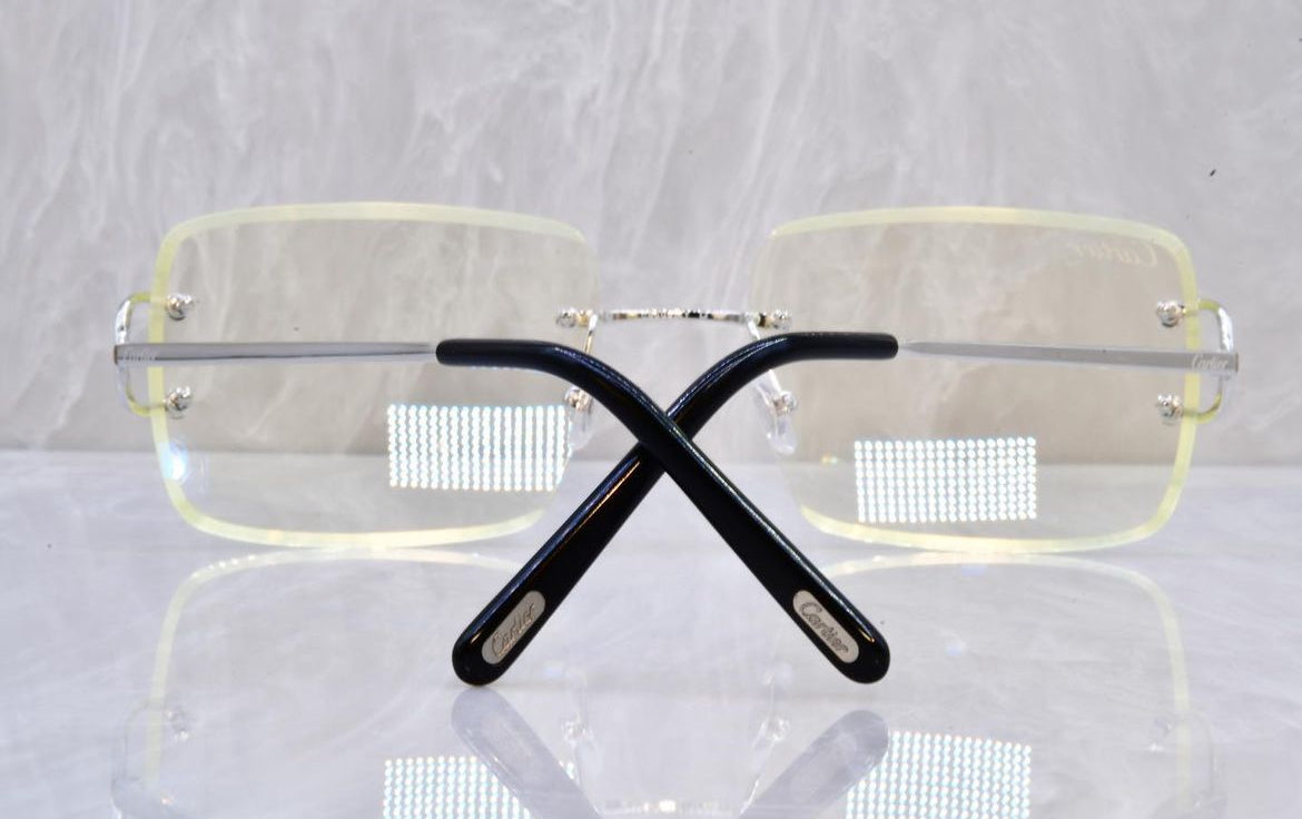Pre-Owned Cartier C-Decor Sunglasses Clear/Platinum