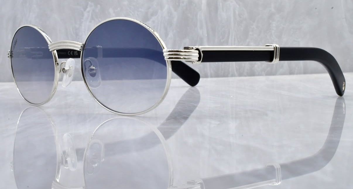 Pre-Owned Black Giverny Wood Frame Sunglasses Smoke Gradient