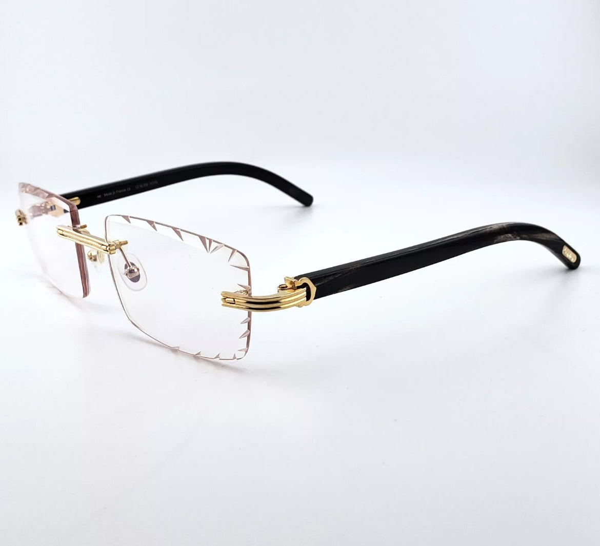 Pre-Owned Cartier Buffalo Horn Premiere Diamond Cut Sunglasses
