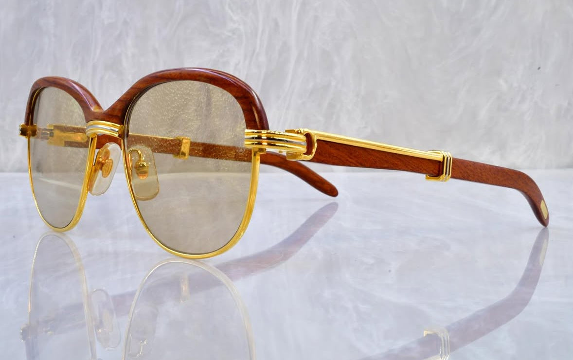 Pre-Owned Malmaison Wood Frame Sunglasses Tan Gradient