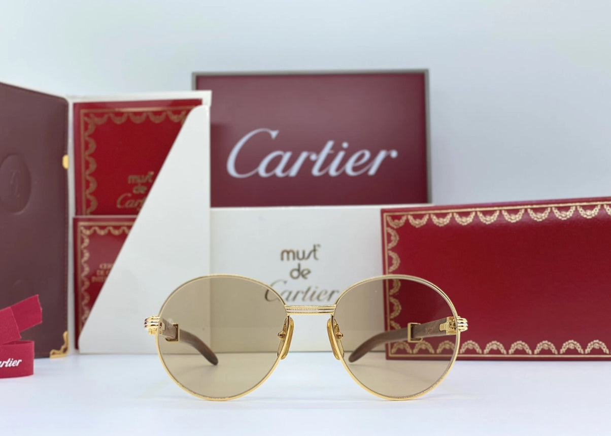 Pre-Owned Giverny Wood Frame Sunglasses Tan Gradient