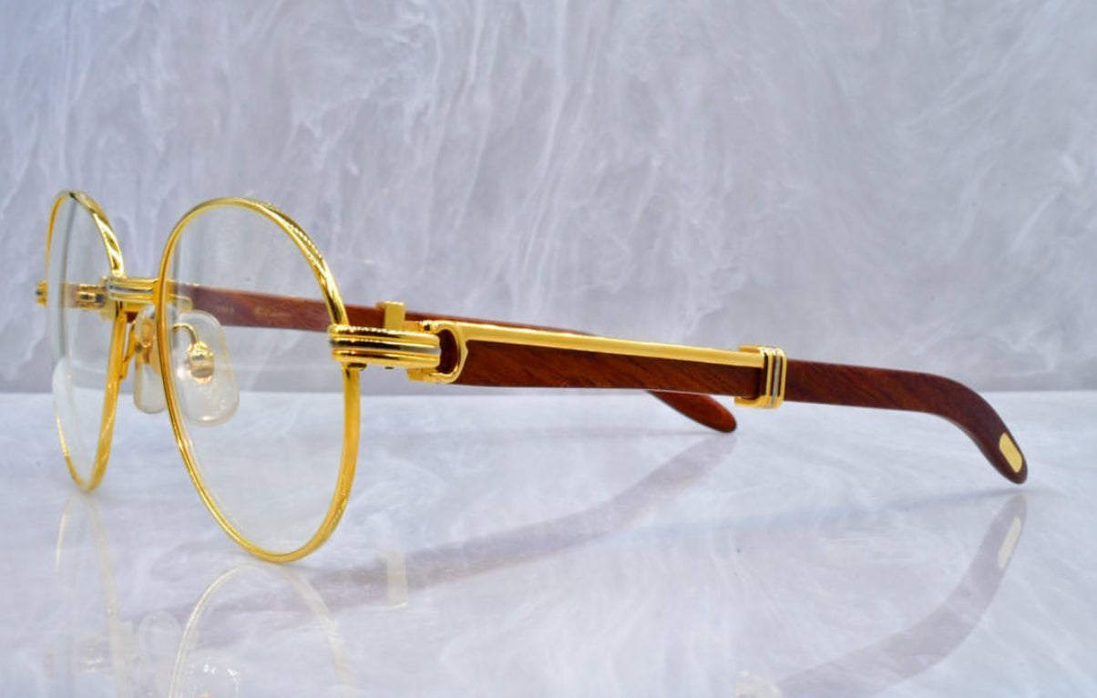 Pre-Owned Giverny Wood Frame Sunglasses Clear Lens