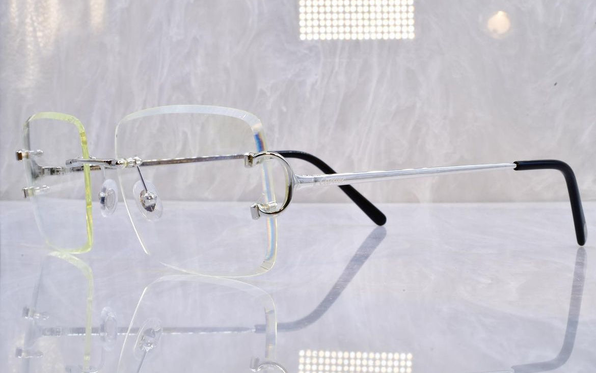 Pre-Owned Cartier C-Decor Sunglasses Clear/Platinum