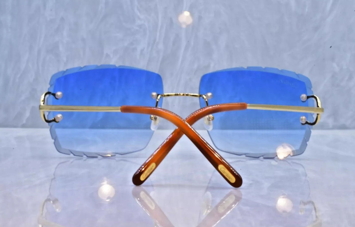 Pre-Owned Cartier C-Decor Diamond Cut Sunglasses Royal Blue Gradient