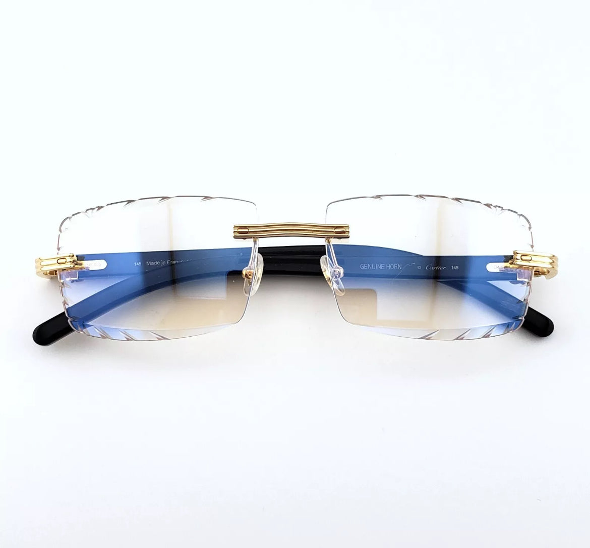 Pre-Owned Cartier Buffalo Horn Premiere Diamond Cut Sunglasses
