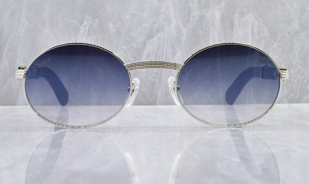 Pre-Owned Black Giverny Wood Frame Sunglasses Smoke Gradient