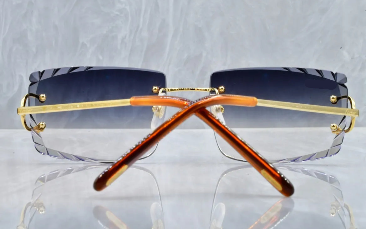 Pre-Owned Cartier C-Decor Diamond Cut Sunglasses Smoke Gradient