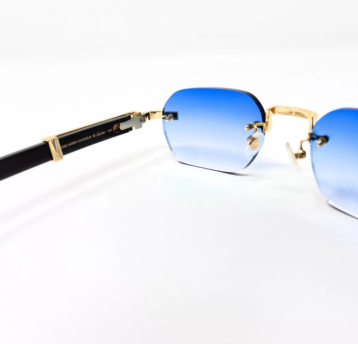 Buffalo Horn Premiere Black Sunglasses Blue Gradient