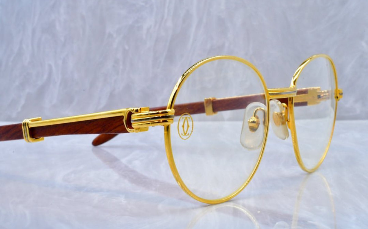 Pre-Owned Giverny Wood Frame Sunglasses Clear Lens
