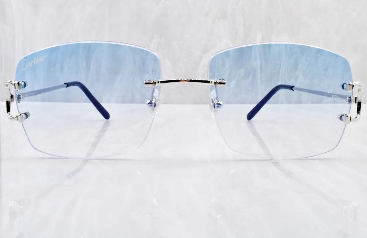 Pre-Owned Cartier C-Decor Sunglasses Aqua Blue Gradient