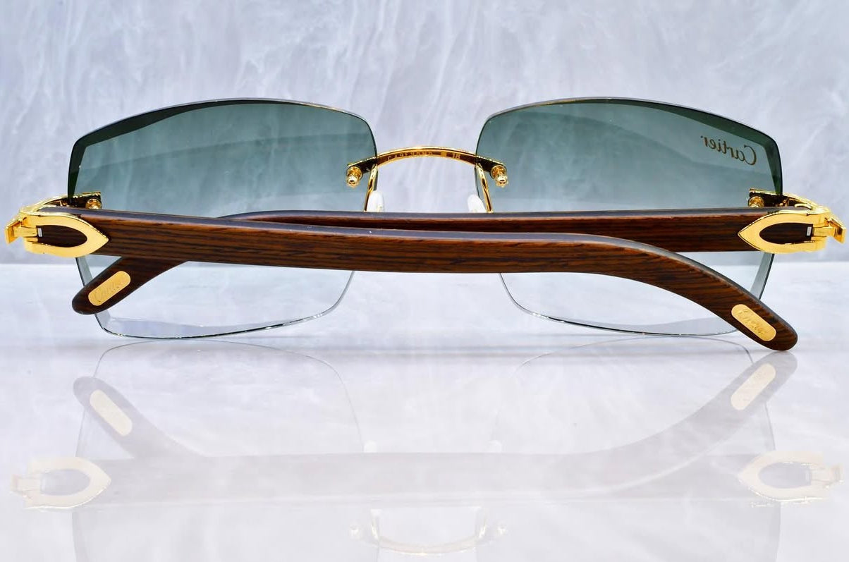 Pre-Owned Wood Frame Sunglasses Teal Gradient