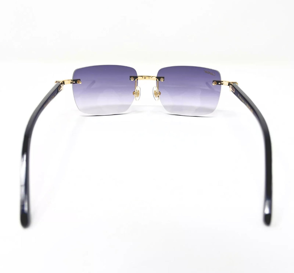 Pre-Owned Cartier Buffalo Horn White Premiere Sunglasses Lavener Gradient