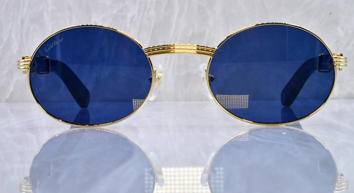 Pre-Owned Blue Wood Frame Sunglasses Royal Blue Gradient
