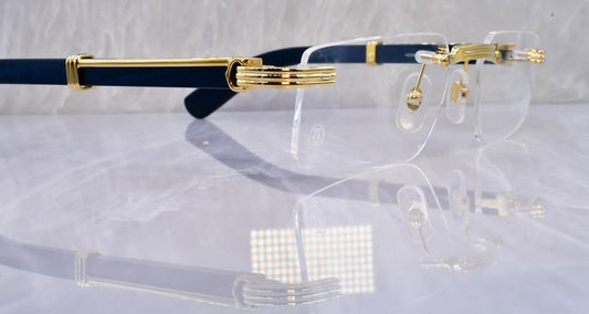Pre-Owned Premiere Blue Wood Sunglasses Clear