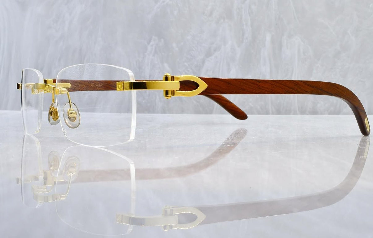 Pre-Owned Wood Frame Sunglasses Clear